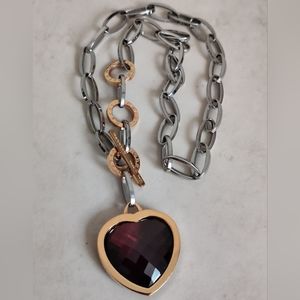 RARE Designer REBECCA Italy Huge Hydrothermal Garnet Heart Necklace